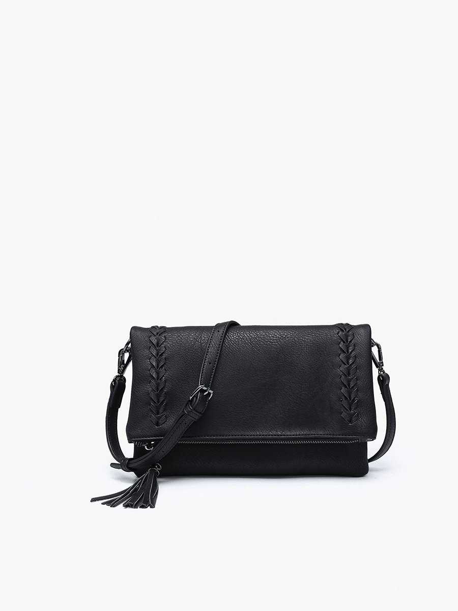 Isadora Vegan Dist Whipstitch Crossbody Black - Jen & Co. vegan handbag