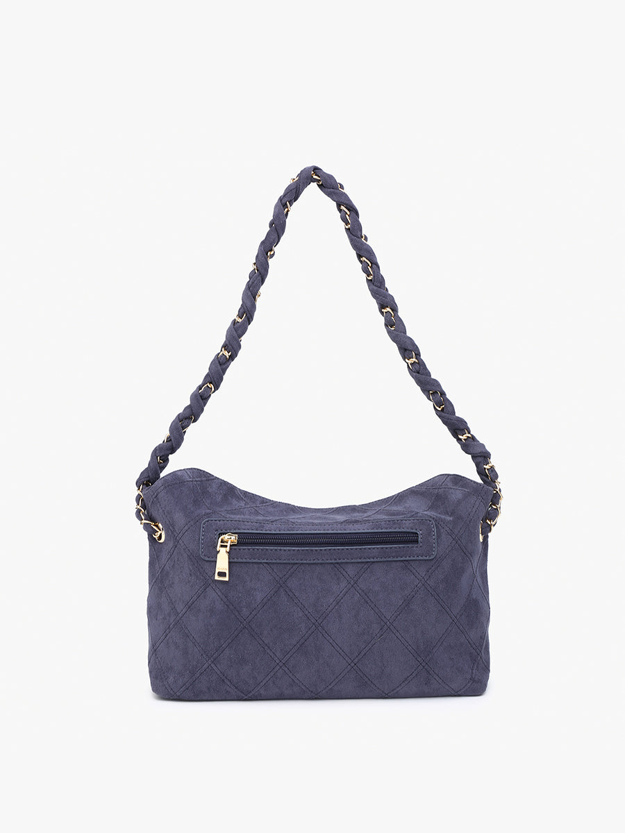 Dominique Faux Suede Shoulder Bag - Jen & Co. vegan handbag
