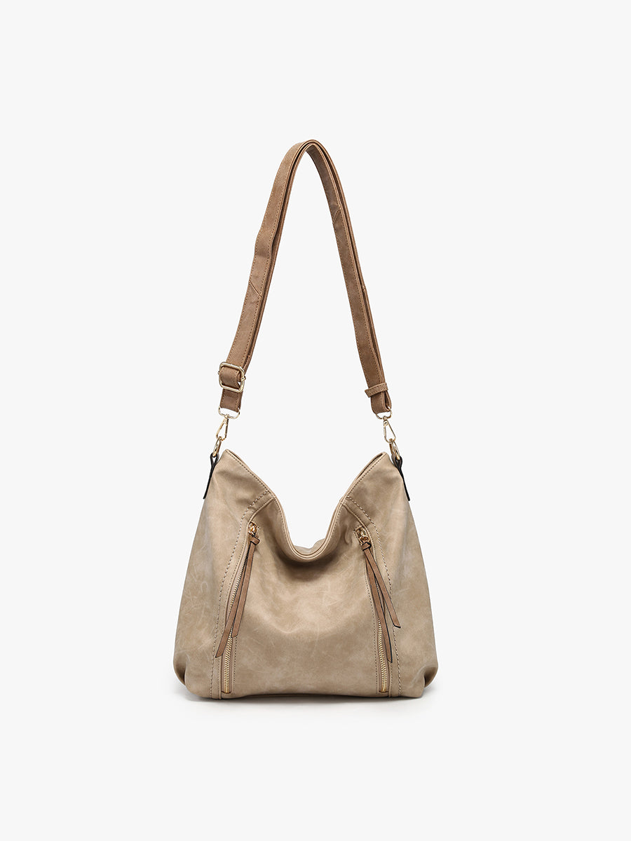 Mina Vegan Hobo Warm Grey Brown - Jen & Co. vegan handbag