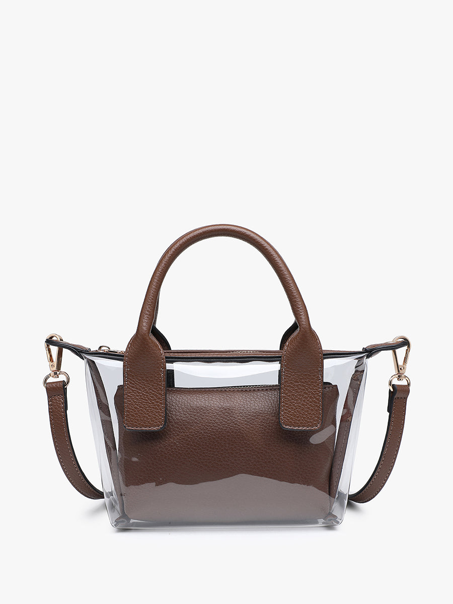 Amora Vegan Clear Crossbody Brown - Jen & Co. vegan handbag