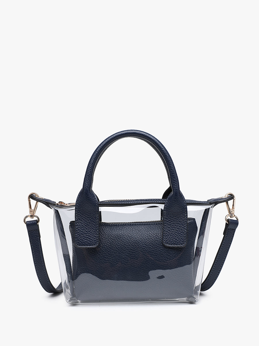 Amora Vegan Clear Crossbody Navy - Jen & Co. vegan handbag