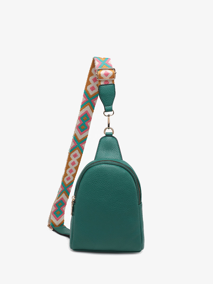 Ellen Vegan Guitar Strap Sling Bag Kelly Green - Jen & Co. vegan handbag
