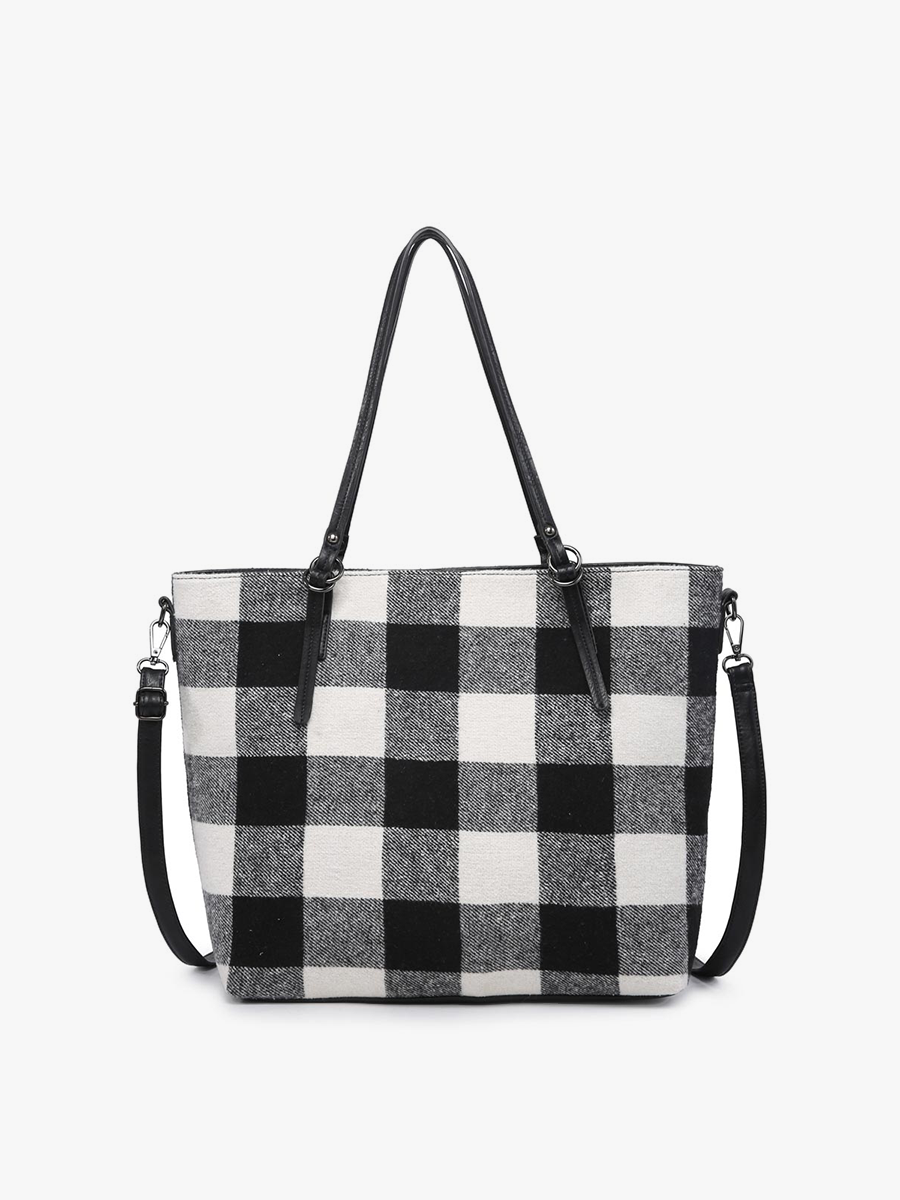 Ingrid Vegan Tote Black White - Jen & Co. vegan handbag