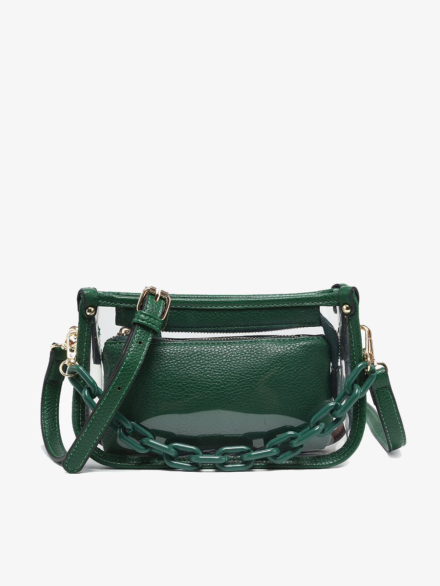 Jessica Vegan Clear Crossbody Dark Green - Jen & Co. vegan handbag