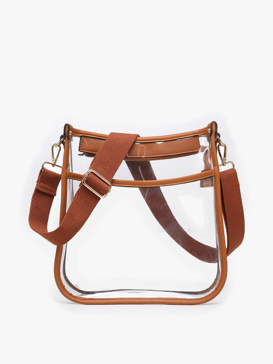 Posie Vegan Clear Crossbody Brown - Jen & Co. vegan handbag