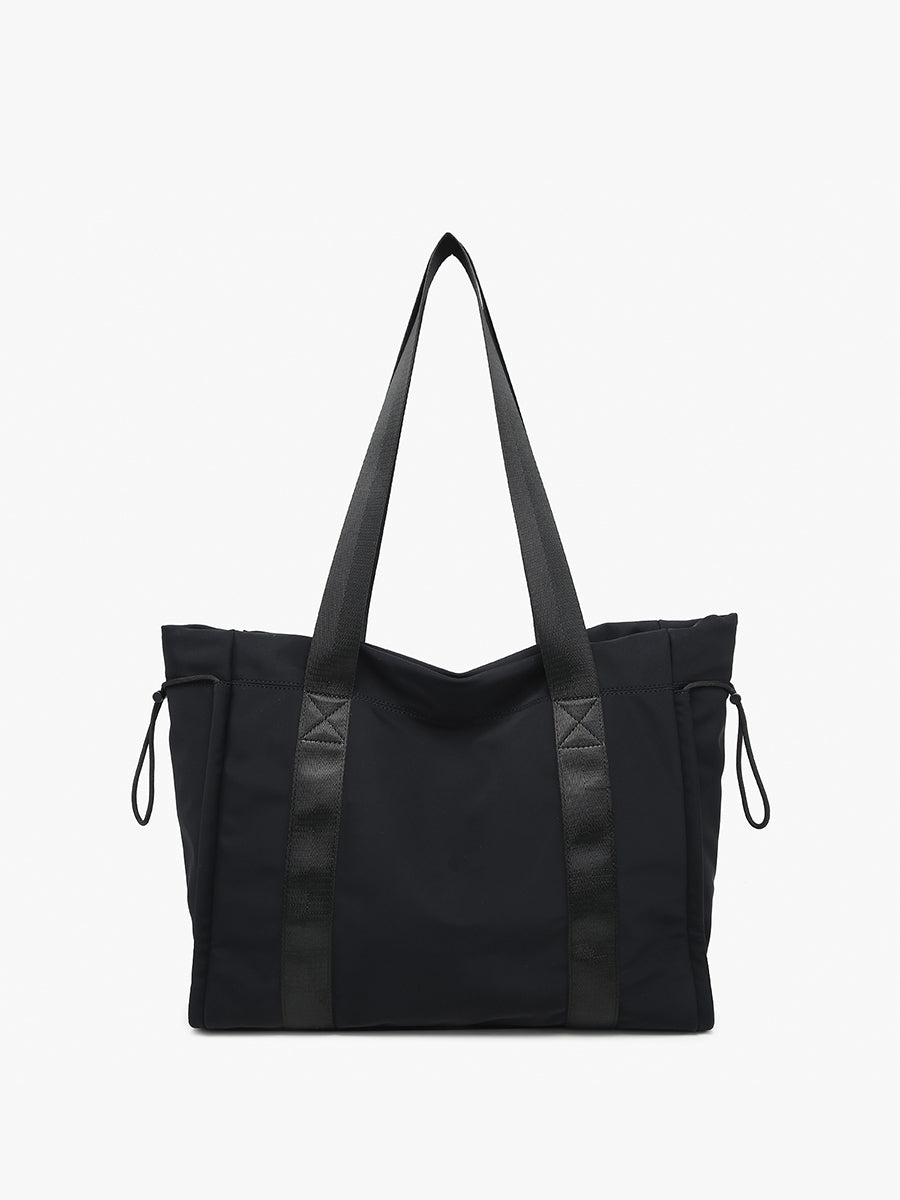 Lydia Nylon Contrast Tote Black - Jen & Co. vegan handbag