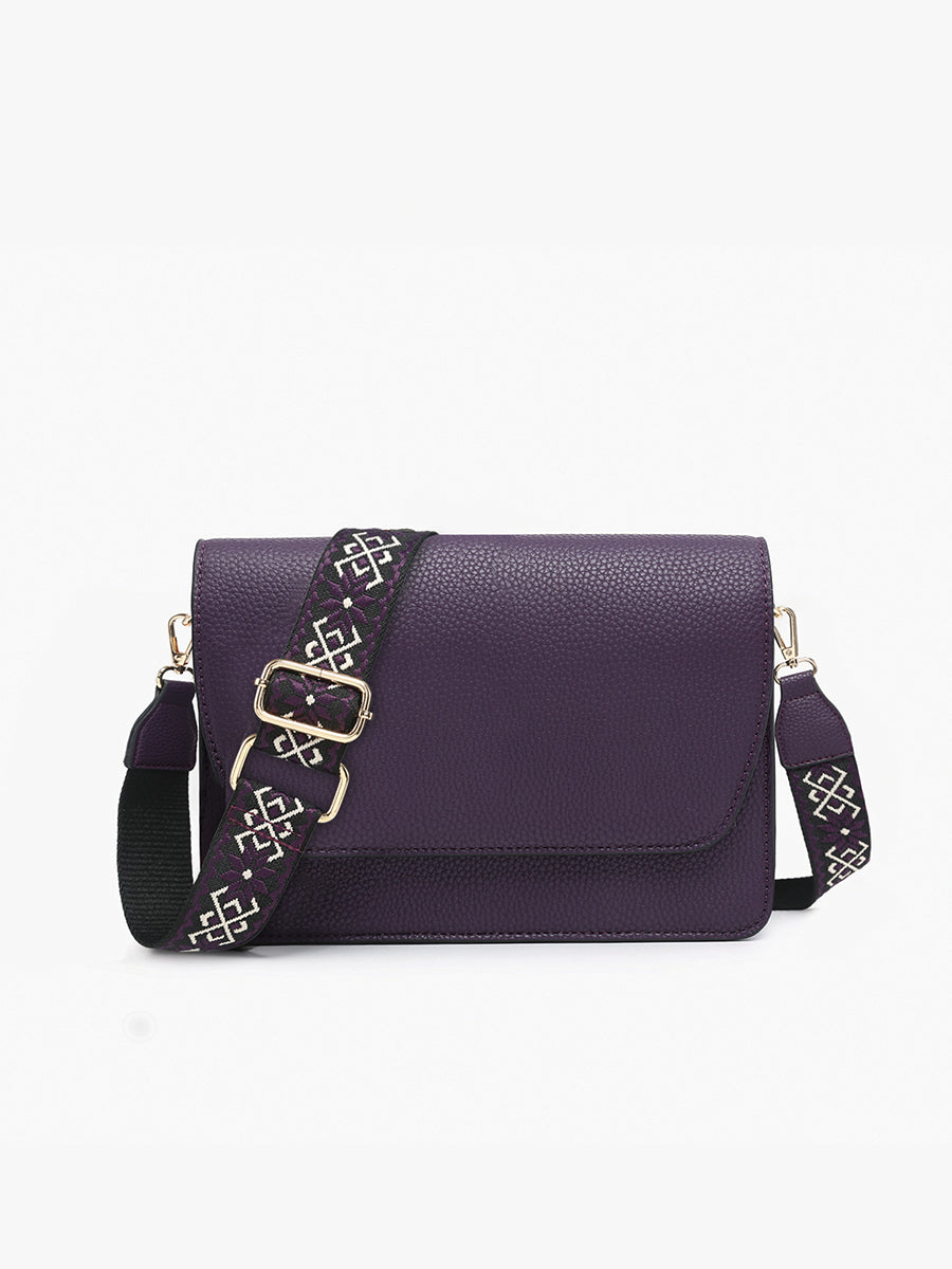Noah Vegan Guitar Strap Crossbody Dark Plum - Jen & Co. vegan handbag
