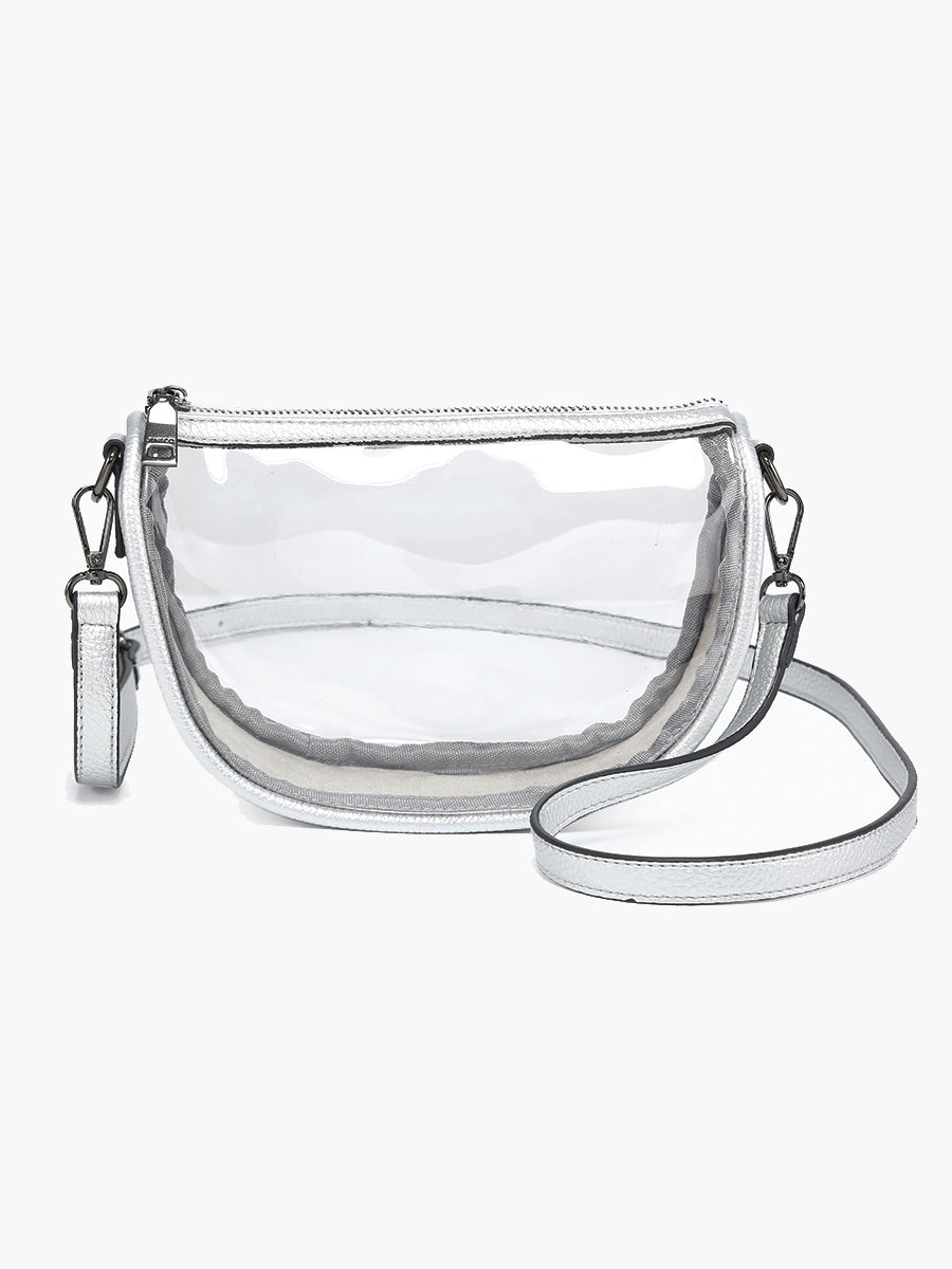 Peyton Clear Crossbody Silver - Jen & Co. vegan handbag