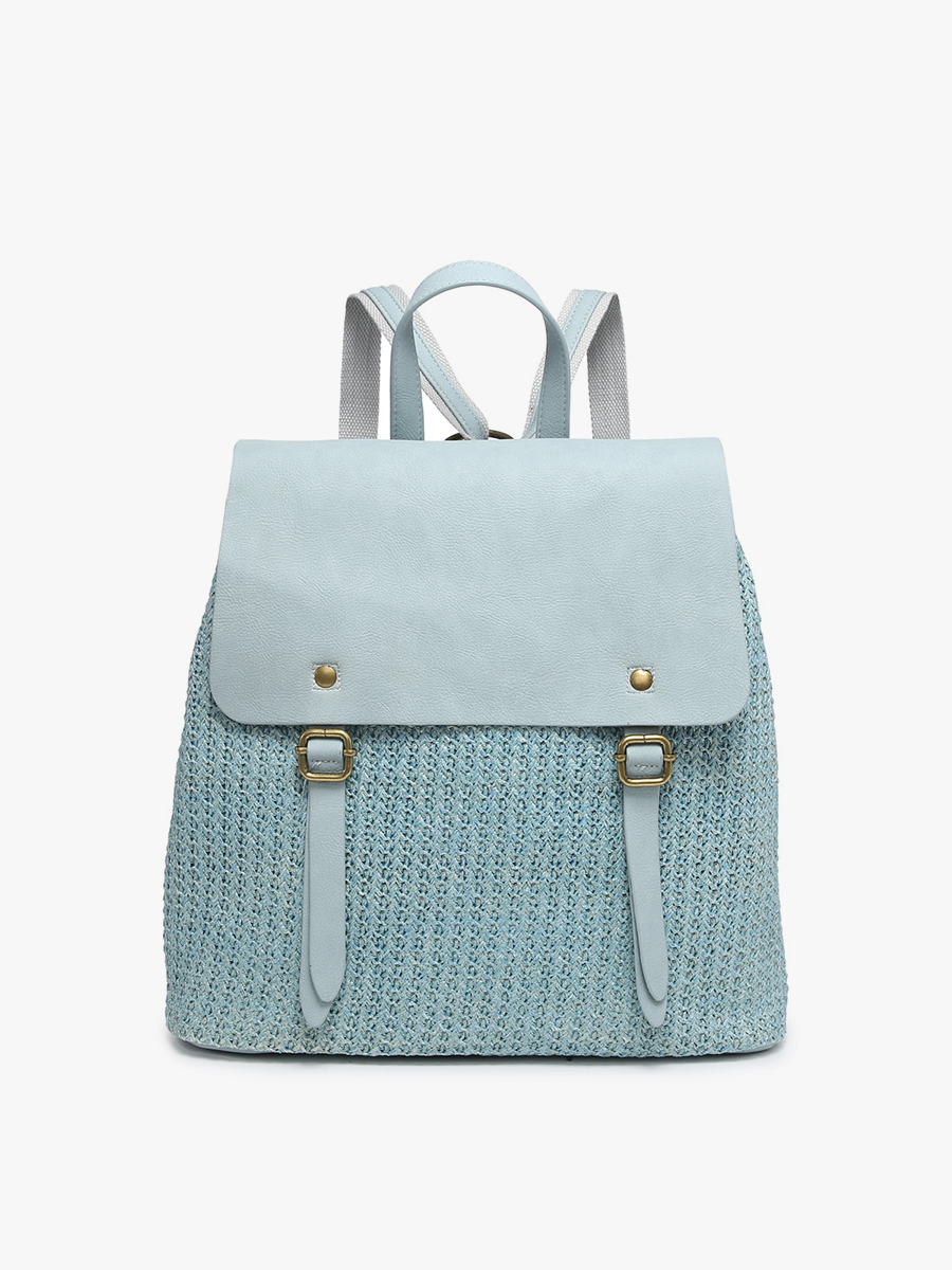 Faye Vegan Woven Backpack Blue - Jen & Co. vegan handbag