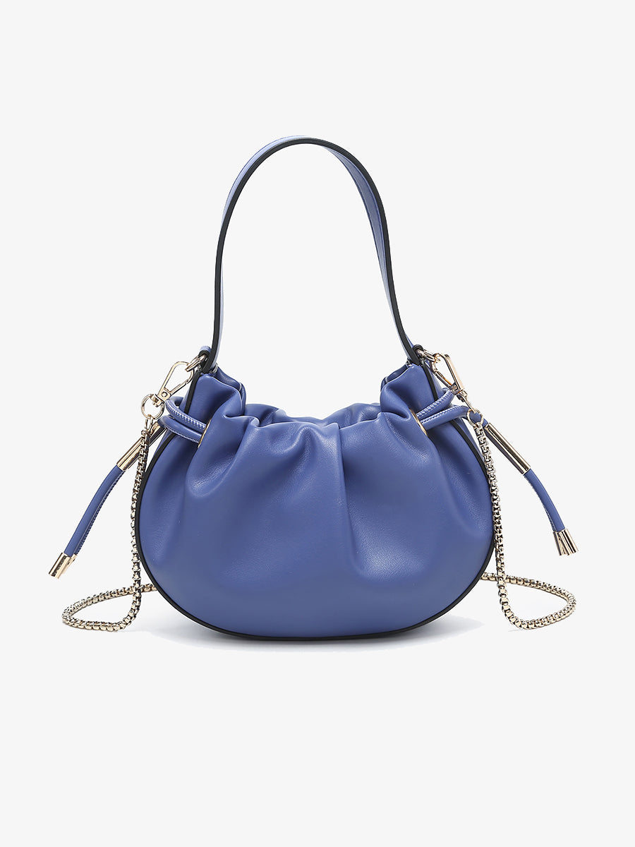 Thalia Vegan Ruched Bucket Bag Porpoise - Jen & Co. vegan handbag