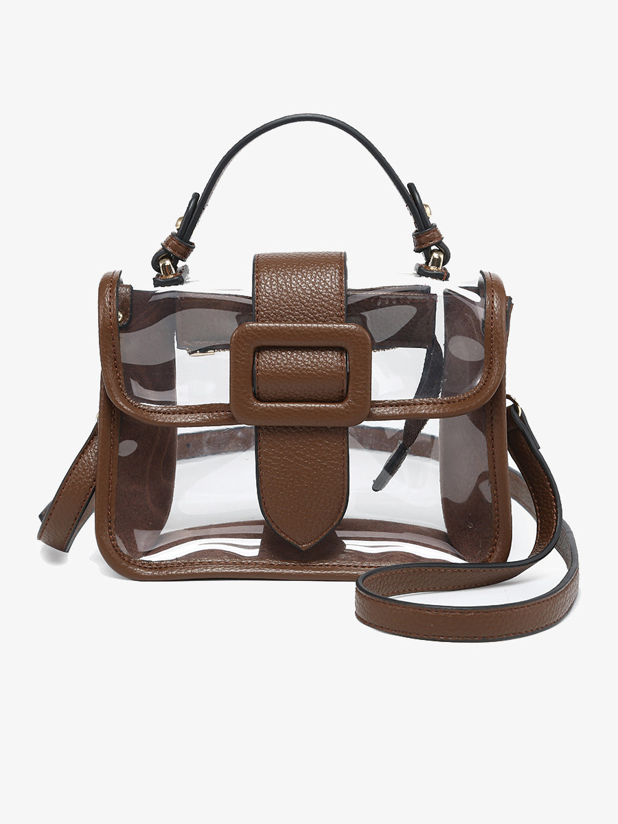 Toni Clear Crossbody Brown - Jen & Co. vegan handbag