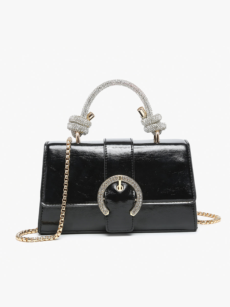 Brielle Vegan Metallic Clutch Black - Jen & Co. vegan handbag