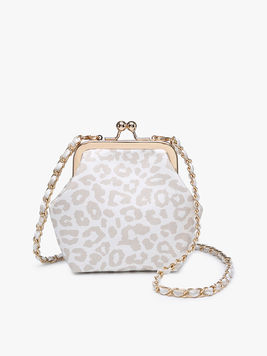 Cleo Coin Pouch Cheetah-Lt. Grey - Jen & Co. vegan handbag