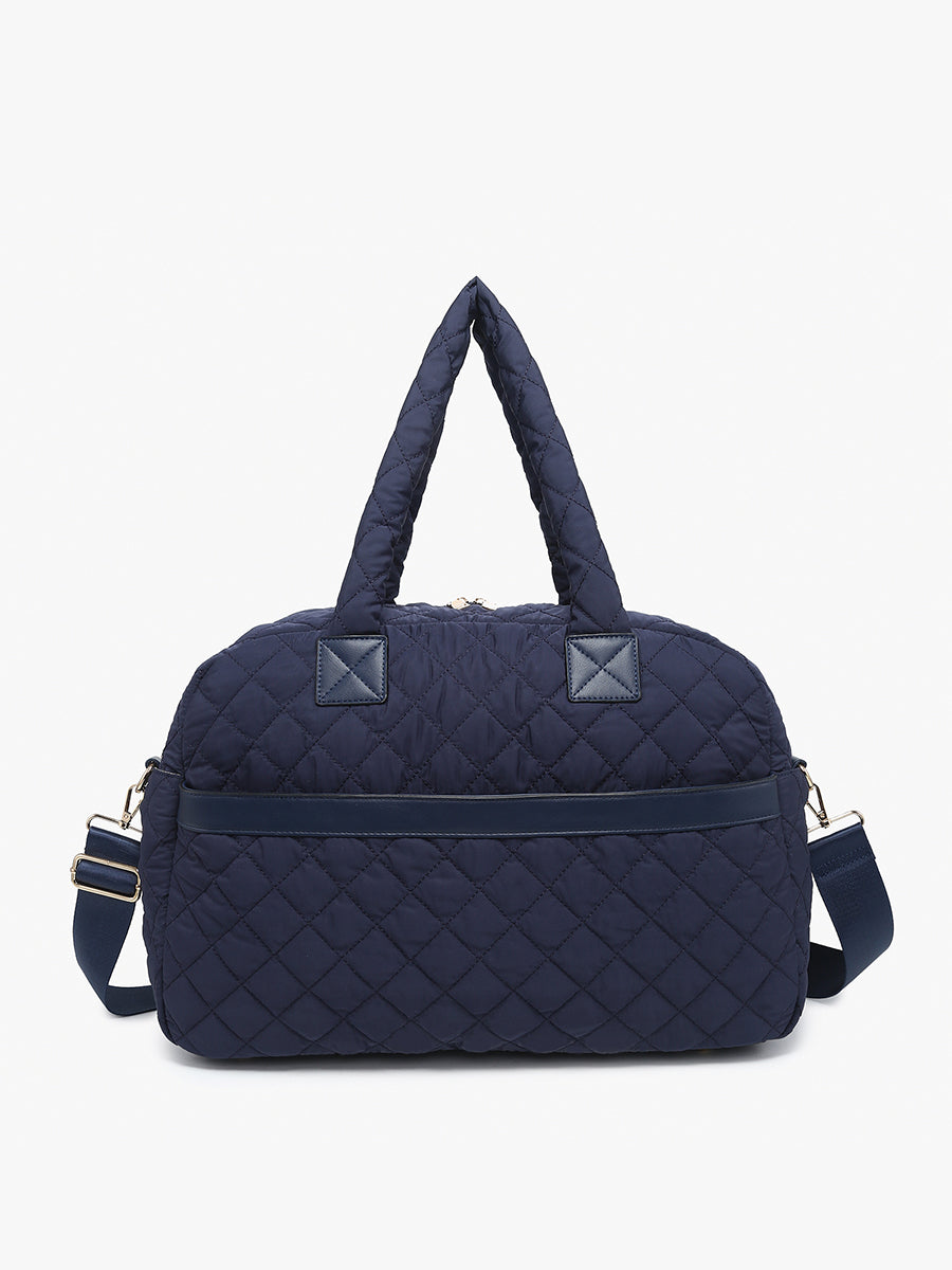 Mills Vegan Quilted Weekender Navy - Jen & Co. vegan handbag