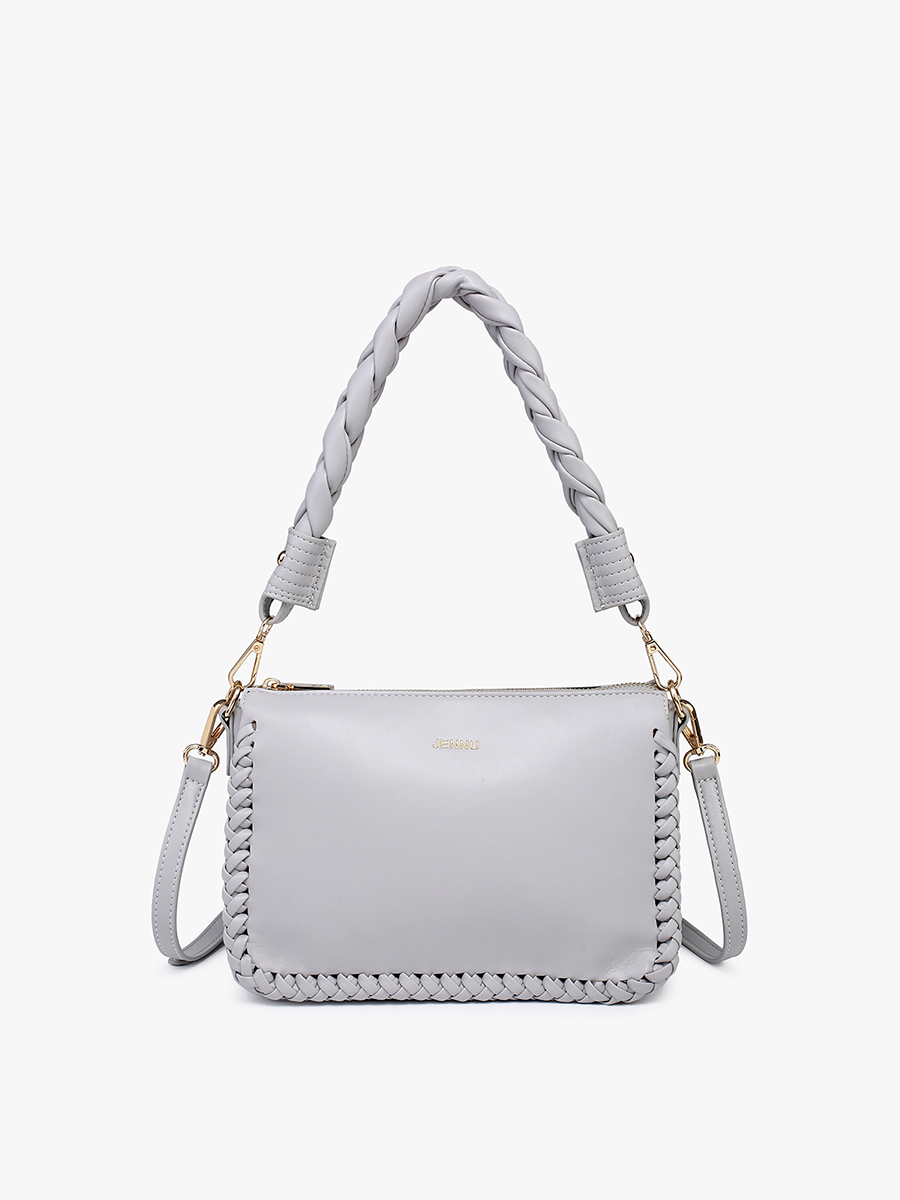 Judith Vegan Whipstitch Shoulder Bag Grey - Jen & Co. vegan handbag