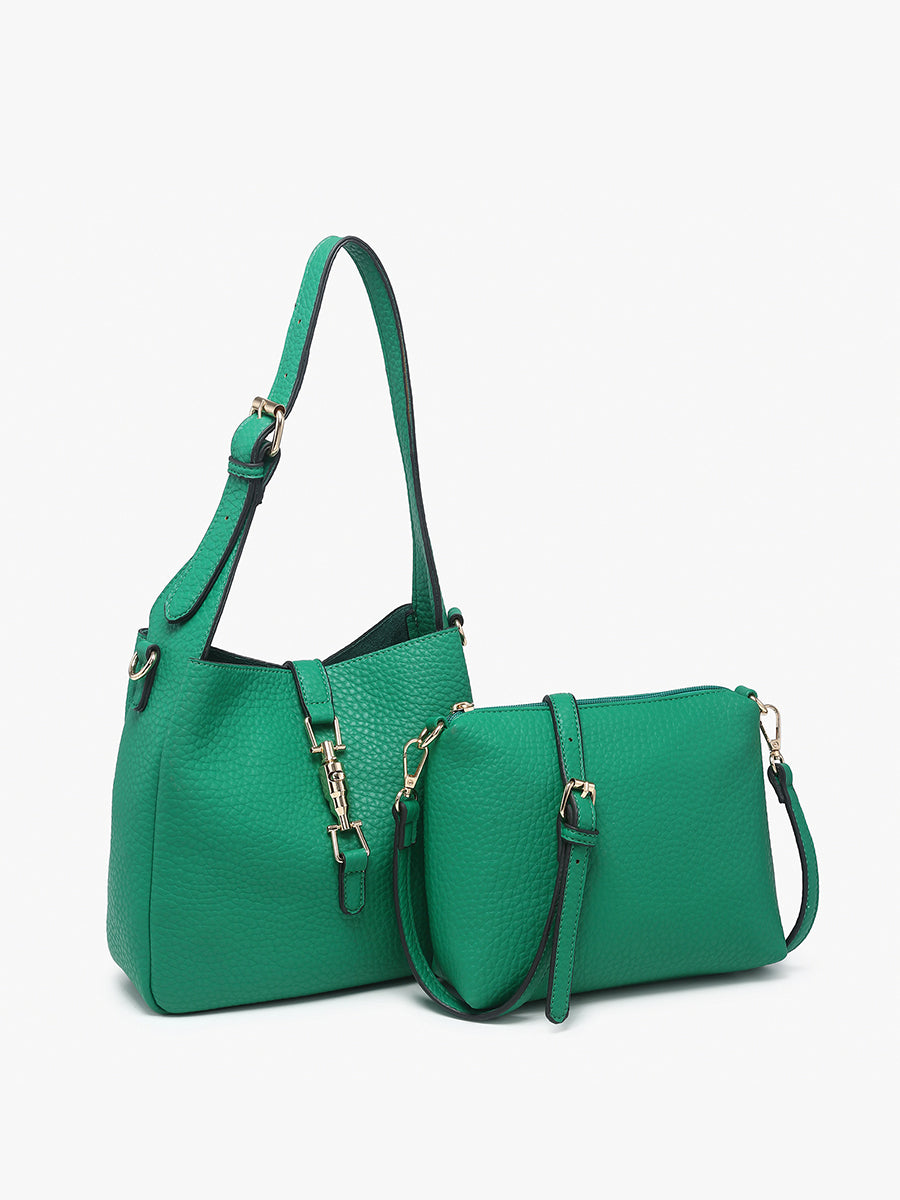 Agnes Vegan Press-Lock Satchel - Jen & Co. vegan handbag