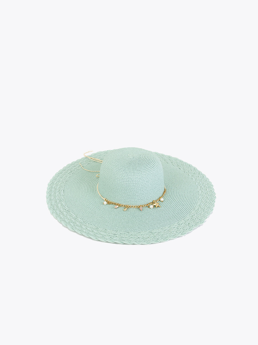 Nila Charm Trim Straw Hat Mint - Jen & Co. vegan handbag
