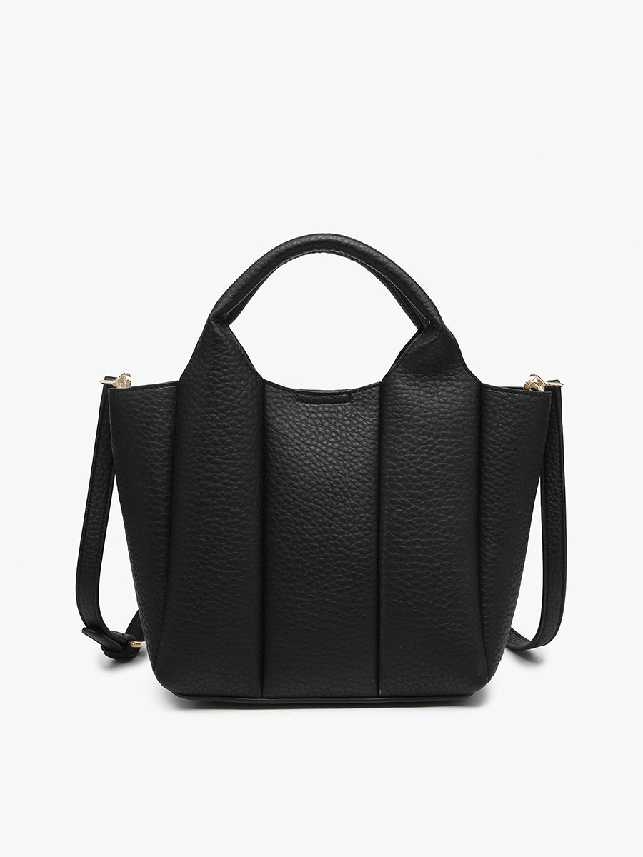 Maddox Vegan Pleated Satchel Black - Jen & Co. vegan handbag