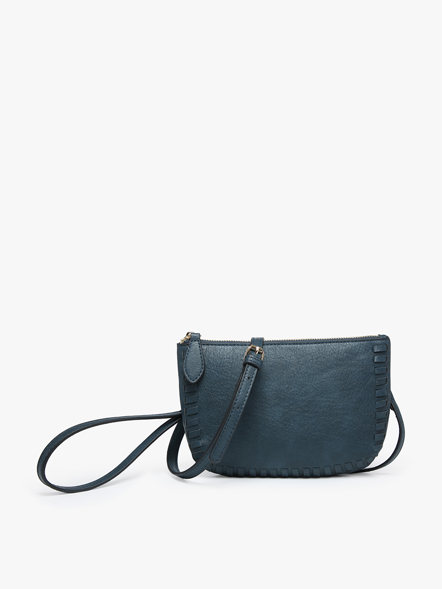 Bonnie Vegan Whipstitch Clutch/Crossbody Navy - Jen & Co. vegan handbag