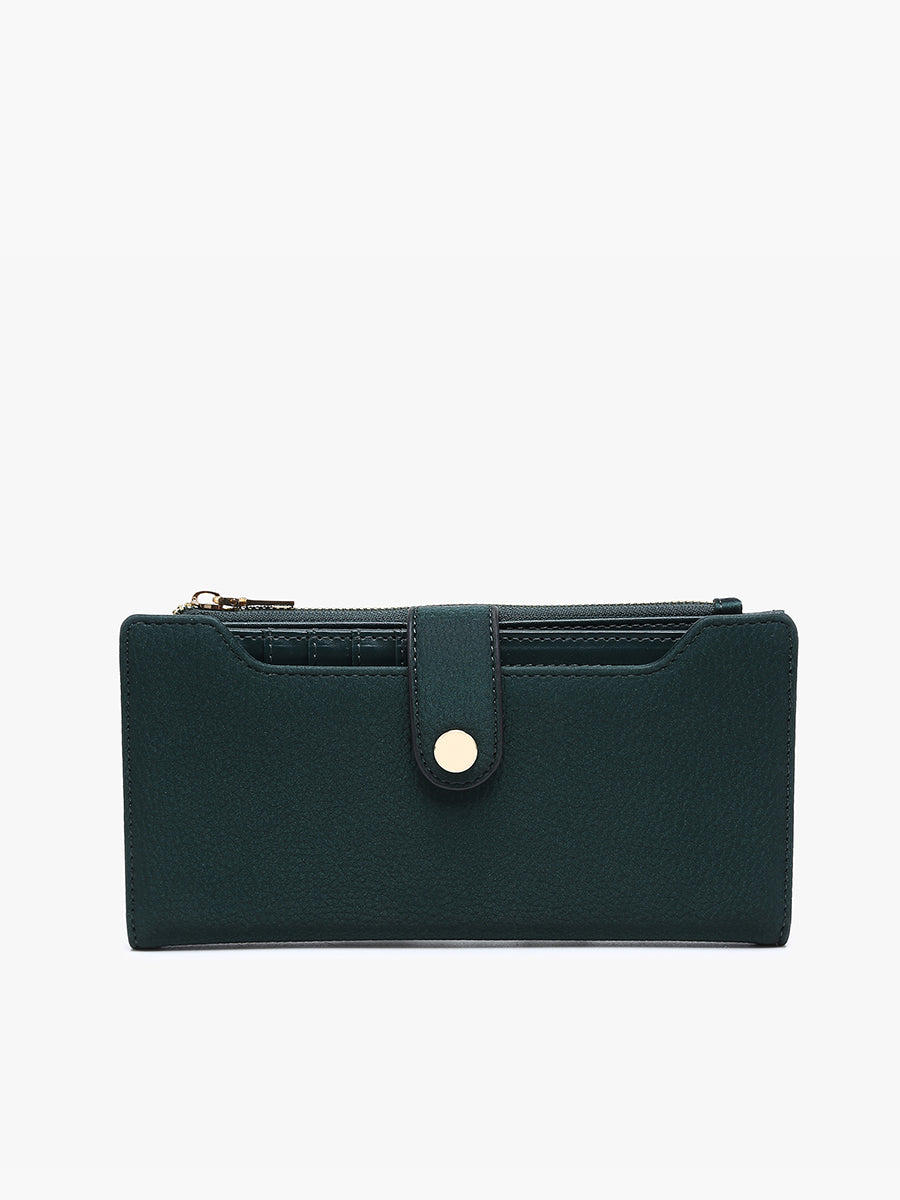 Violet Vegan RFID Fold-Out Wallet Dark Emerald - Jen & Co. vegan handbag