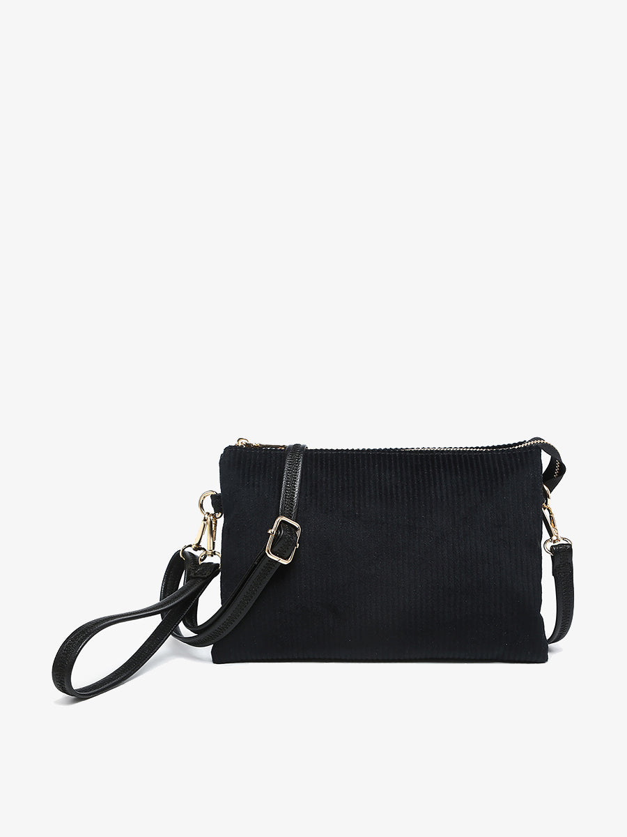 Izzy Corduroy Crossbody Black - Jen & Co. vegan handbag
