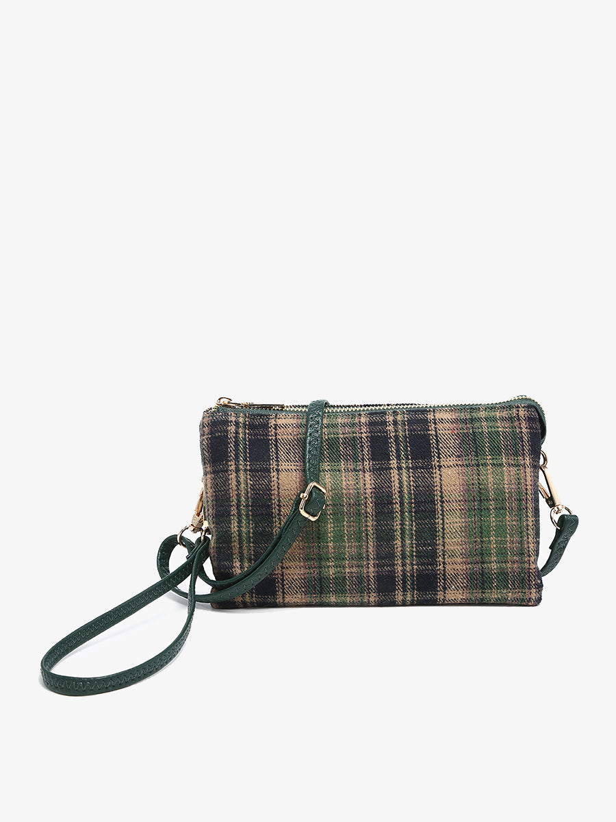 Riley Vegan Plaid Crossbody Olive - Jen & Co. vegan handbag