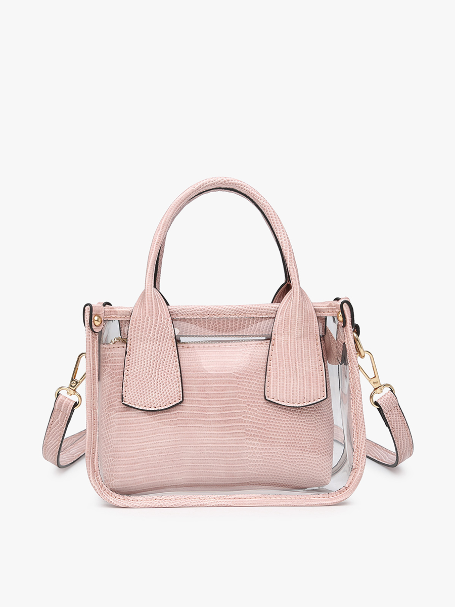 Stacey Vegan Clear Satchel Pink - Jen & Co. vegan handbag