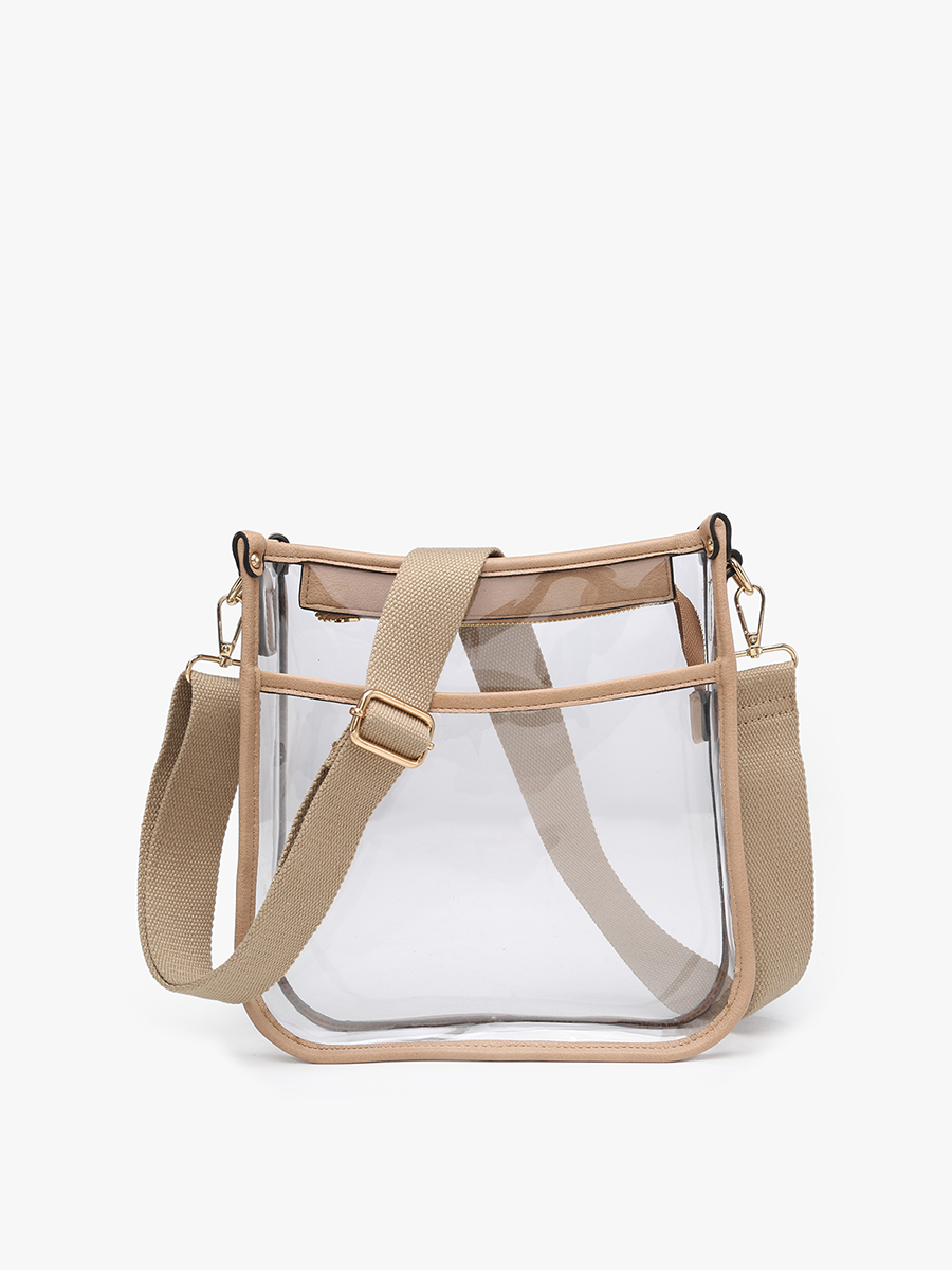 Posie Vegan Clear Crossbody Sand - Jen & Co. vegan handbag