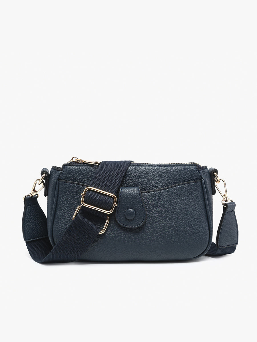 Kallie Vegan Snap Front Crossbody Navy - Jen & Co. vegan handbag
