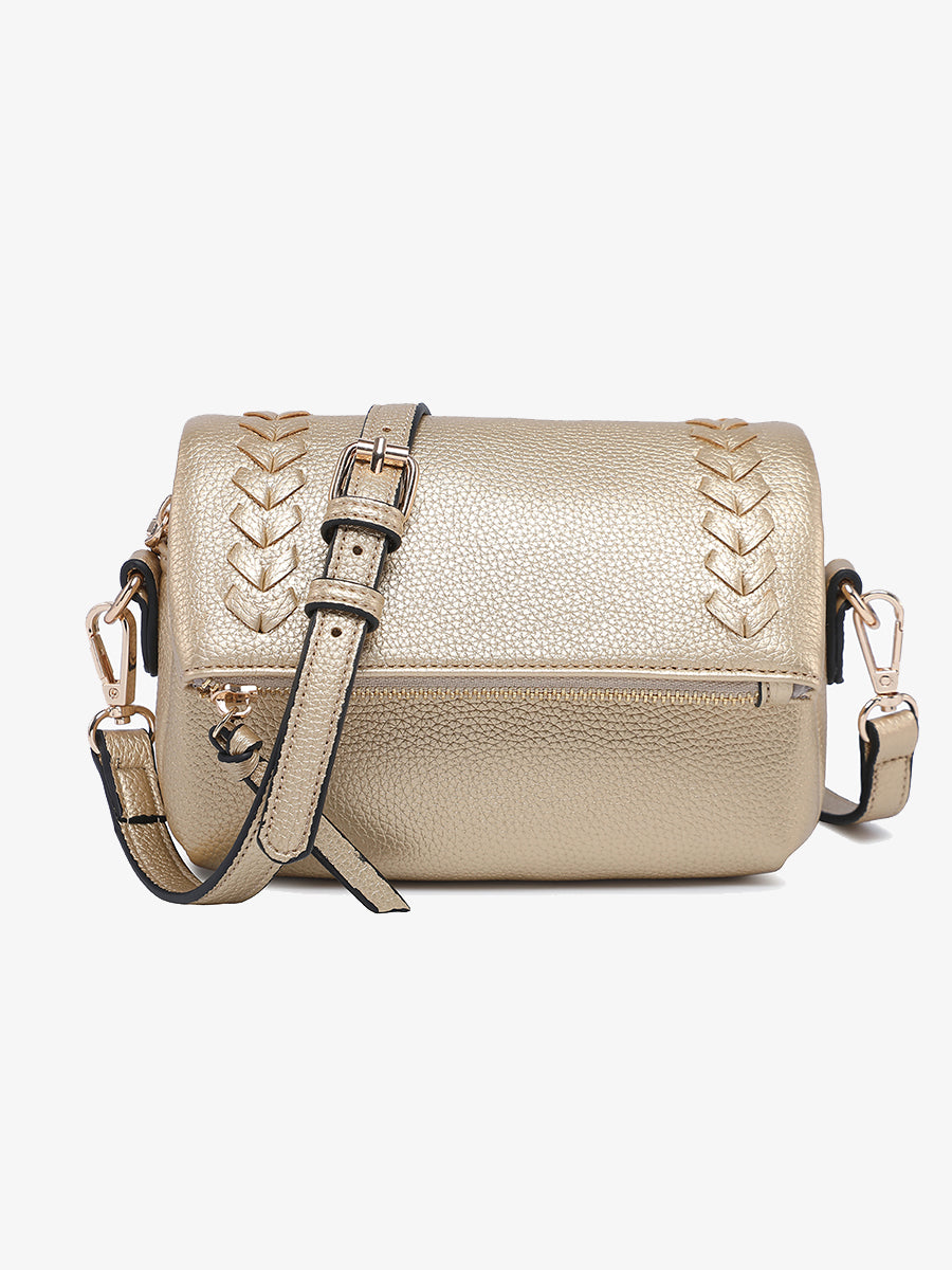 Scout Vegan Whipstitch Crossbody Gold - Jen & Co. vegan handbag