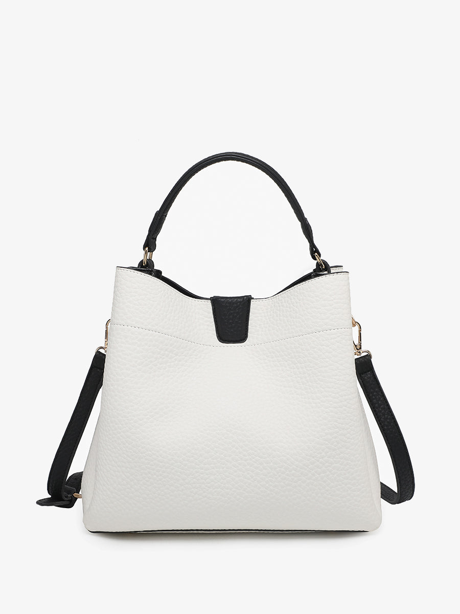 Tati Vegan Satchel Black White - Jen & Co. vegan handbag