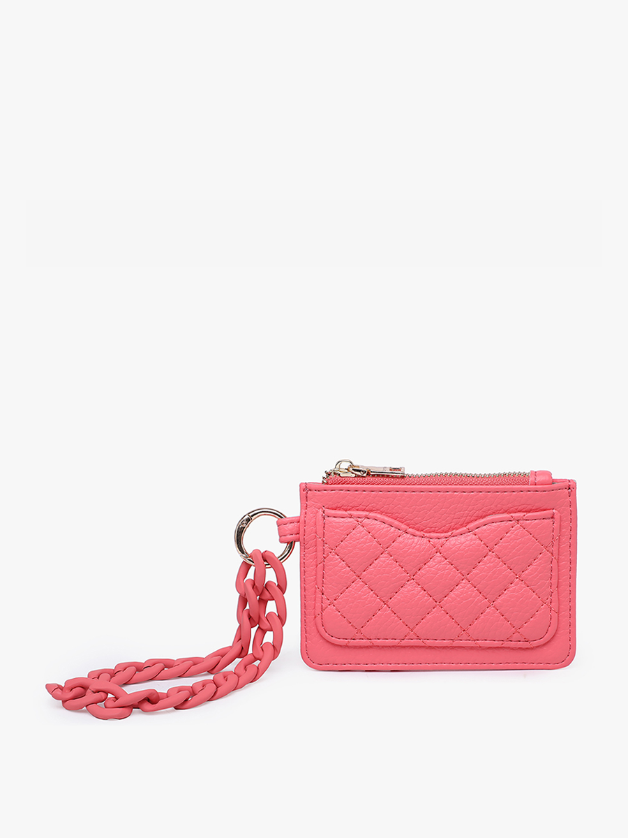 Rhodes Vegan Quilted Bangle Coral Pink - Jen & Co. vegan handbag