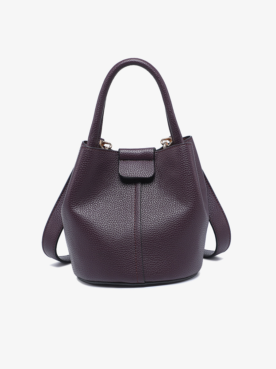 Farrah Vegan Bucket Bag Cherry Lacquer - Jen & Co. vegan handbag