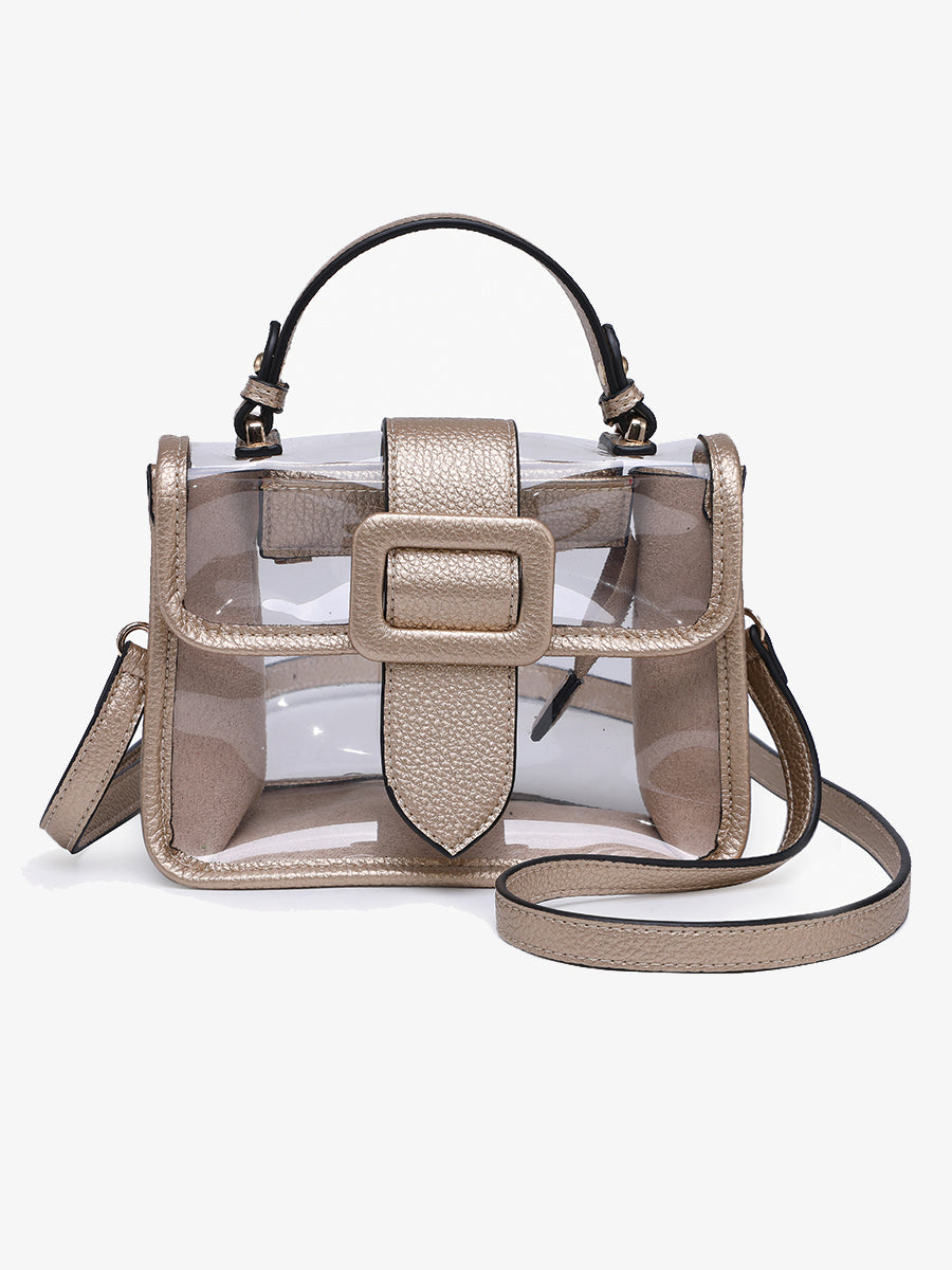 Toni Clear Crossbody Gold - Jen & Co. vegan handbag