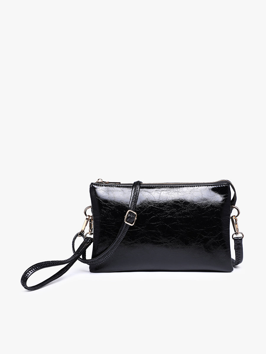 Izzy Vegan Crinkle Gloss Crossbody Black - Jen & Co. vegan handbag