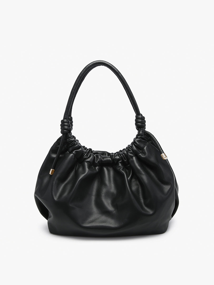 Celia Vegan Ruched Satchel Black - Jen & Co. vegan handbag