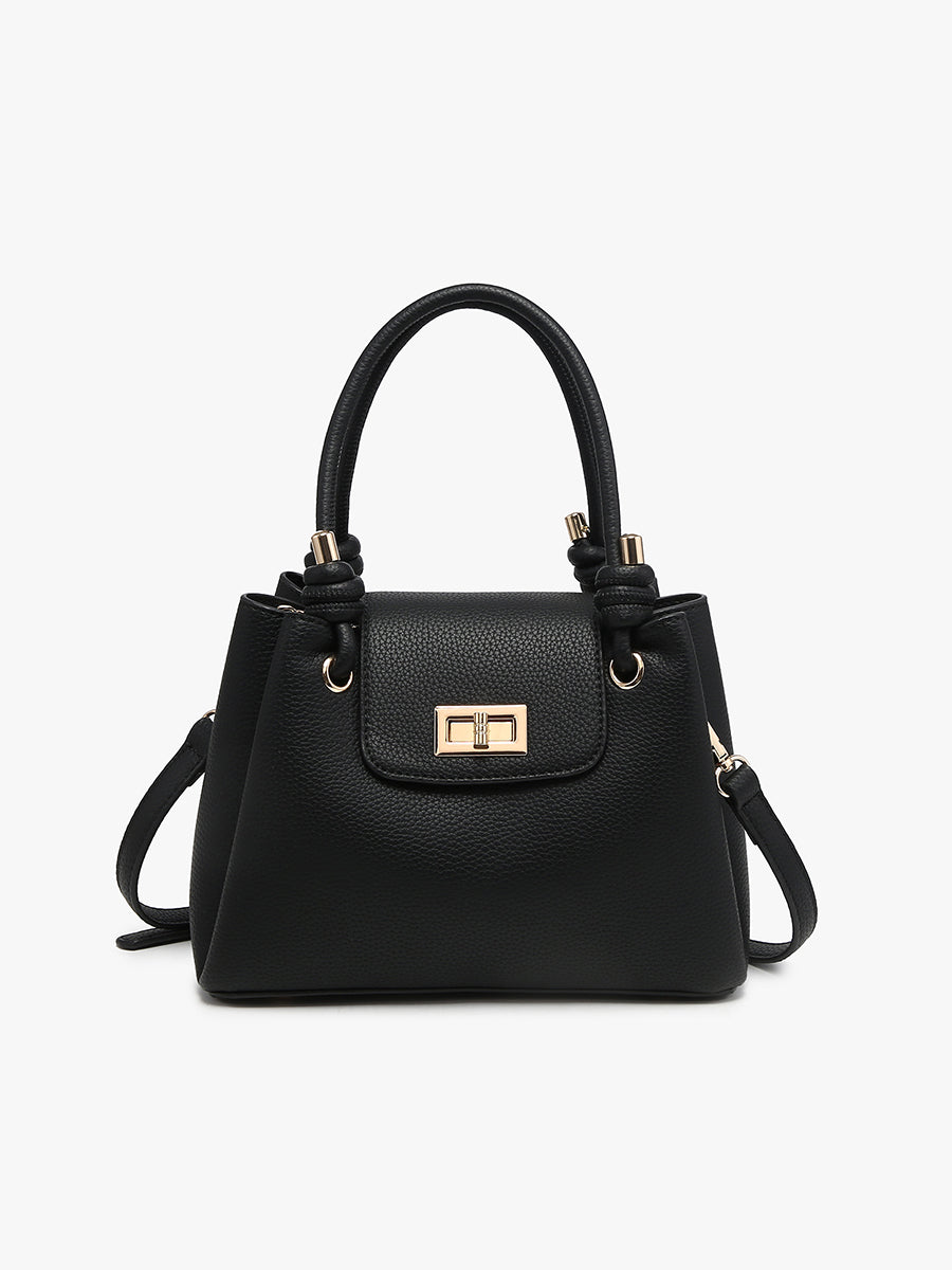Zoey Vegan Triple Compartment Satchel Black - Jen & Co. vegan handbag