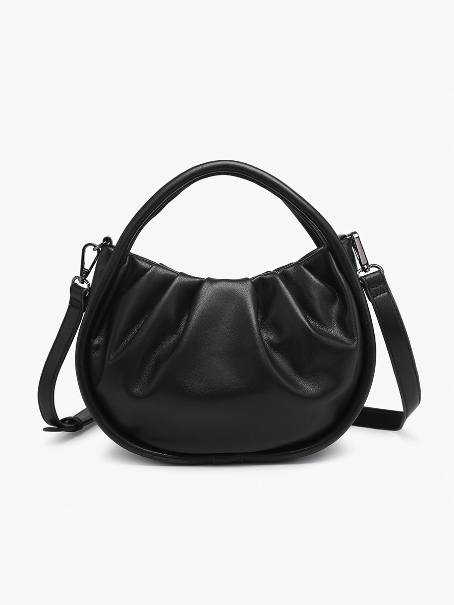 Audrey Vegan Mini Round Satchel Black - Jen & Co. vegan handbag