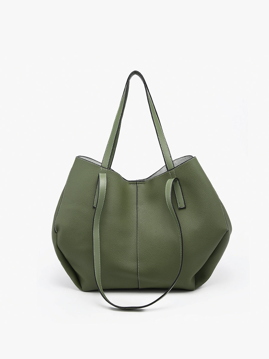 Celeste Vegan Distressed Hobo Dark Olive - Jen & Co. vegan handbag