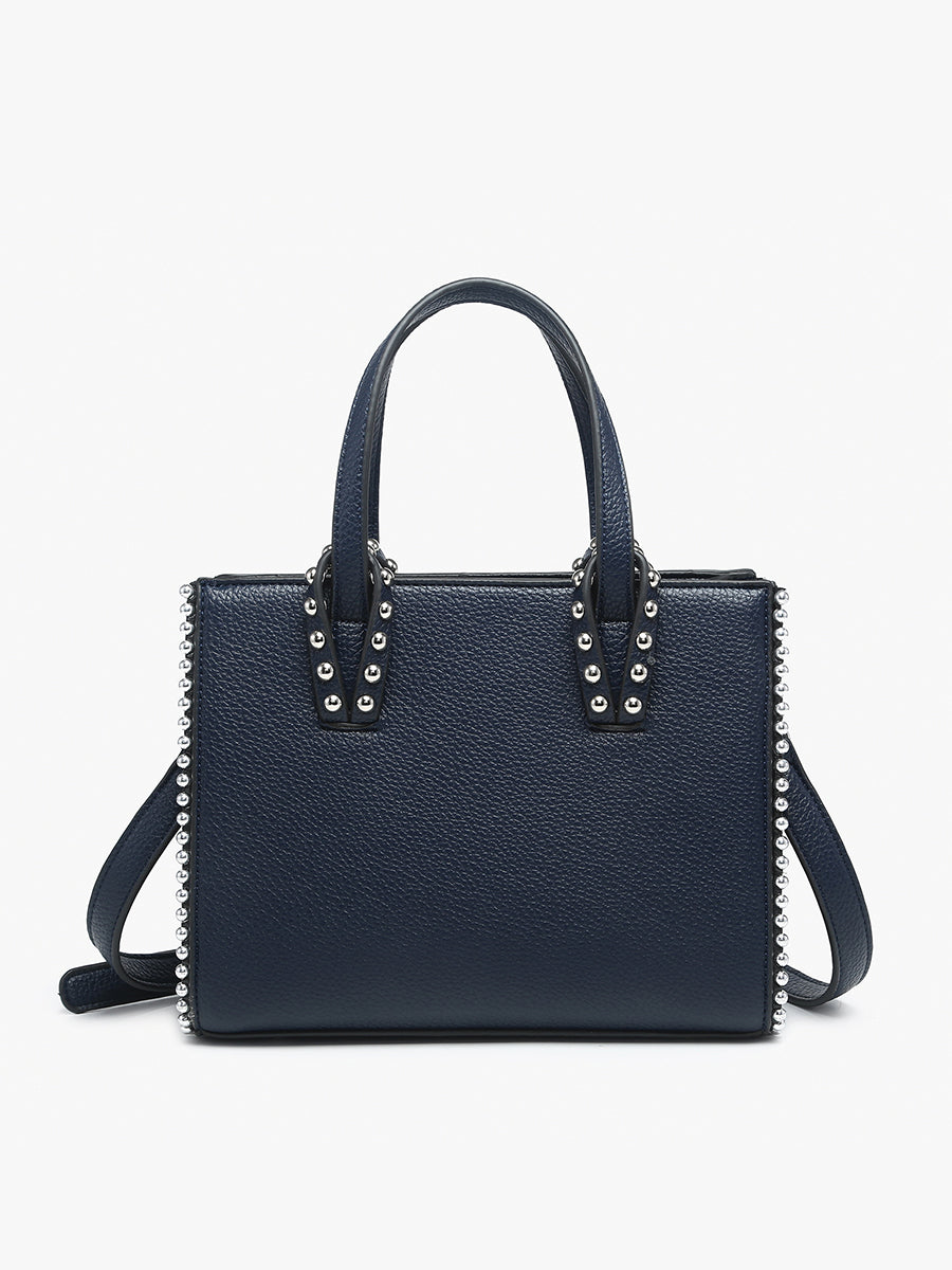Brenda Vegan Studded Trim Tote Navy - Jen & Co. vegan handbag
