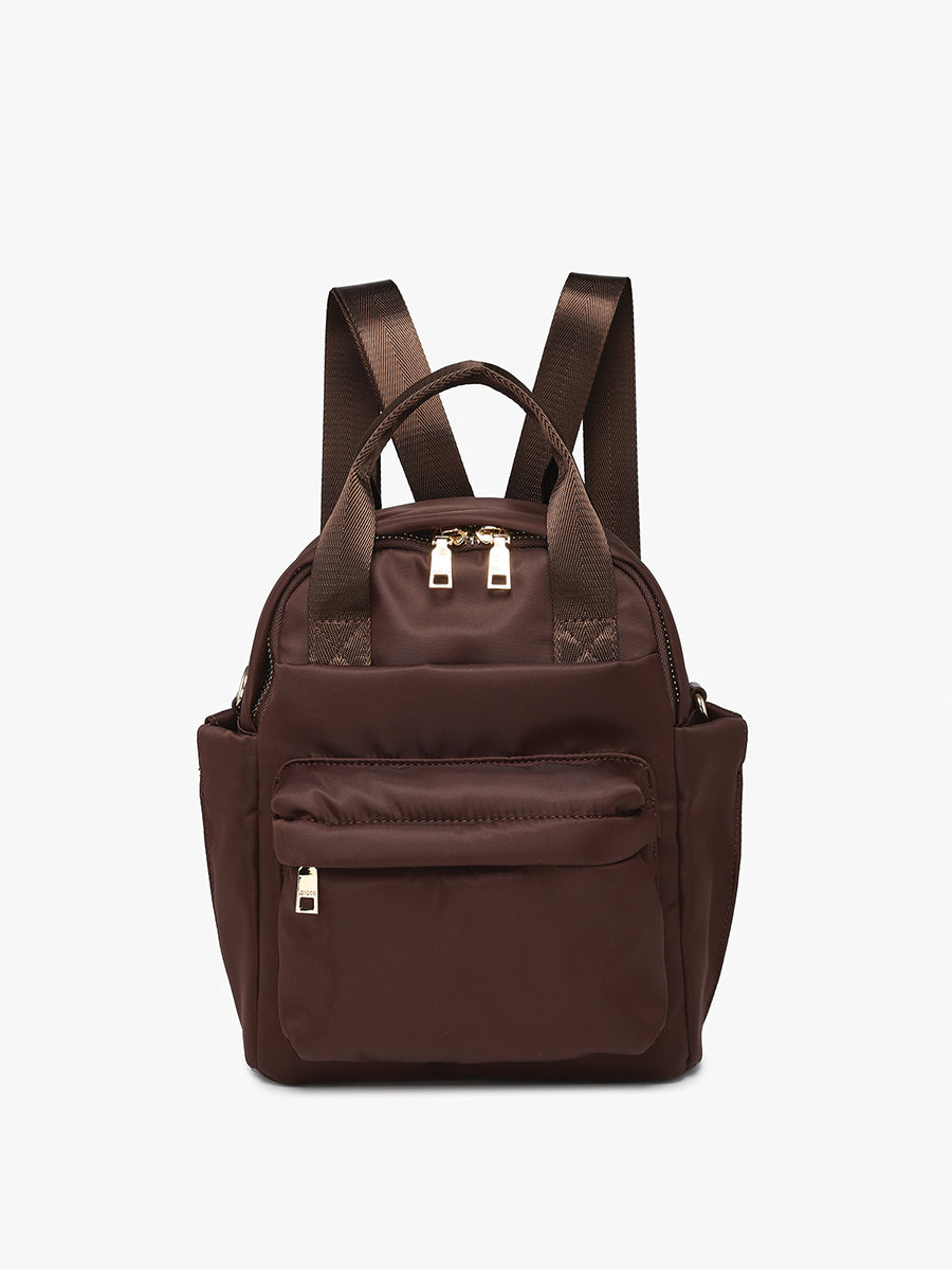 Rita Nylon Mini Backpack Chocolate - Jen & Co. vegan handbag