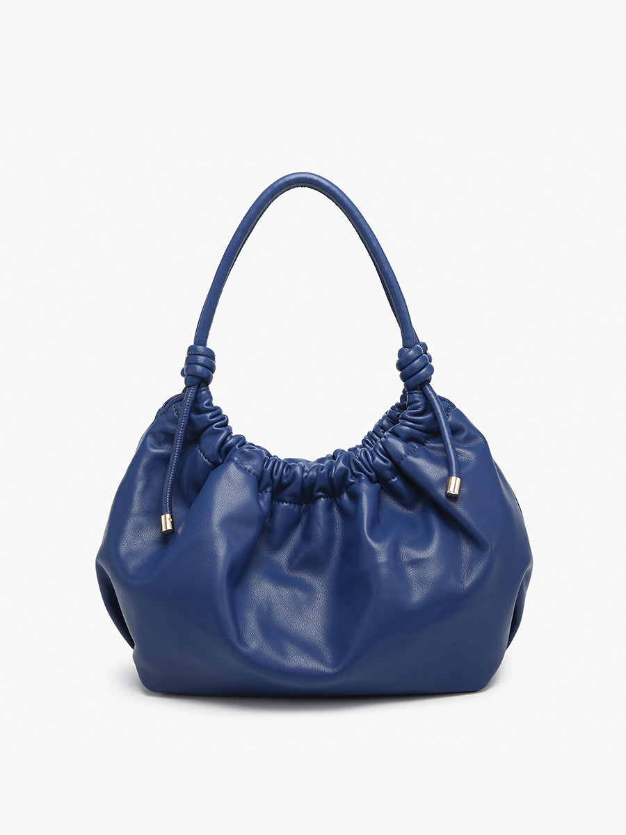 Celia Vegan Ruched Satchel Navy - Jen & Co. vegan handbag