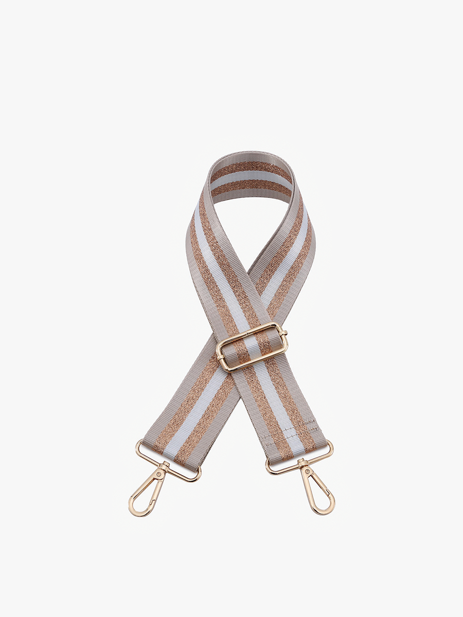 Striped Guitar Strap Khaki Gold - Jen & Co. vegan handbag