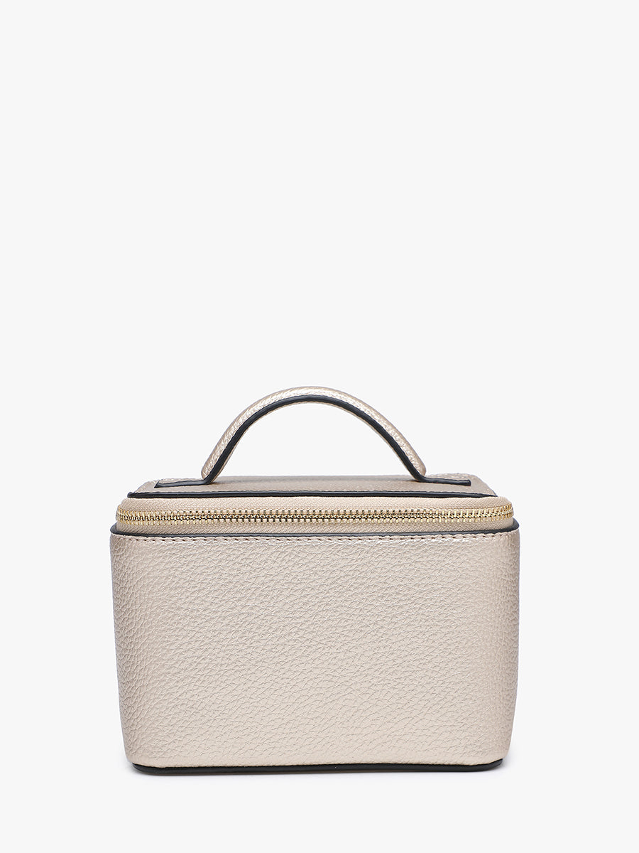 Angela Vegan Travel Cosmetic Bag Lt. Gold - Jen & Co. vegan handbag