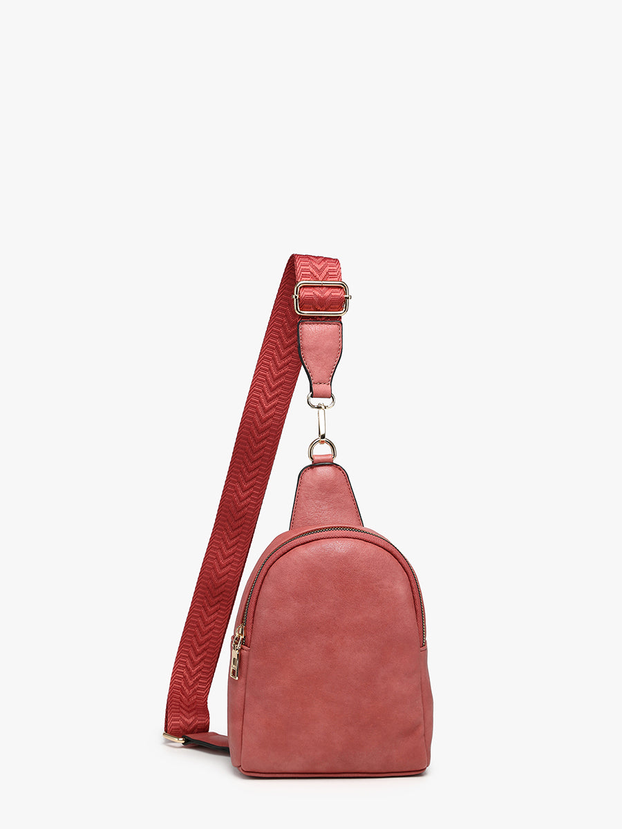 Ellen Vegan Guitar Strap Sling Bag Terracotta - Jen & Co. vegan handbag