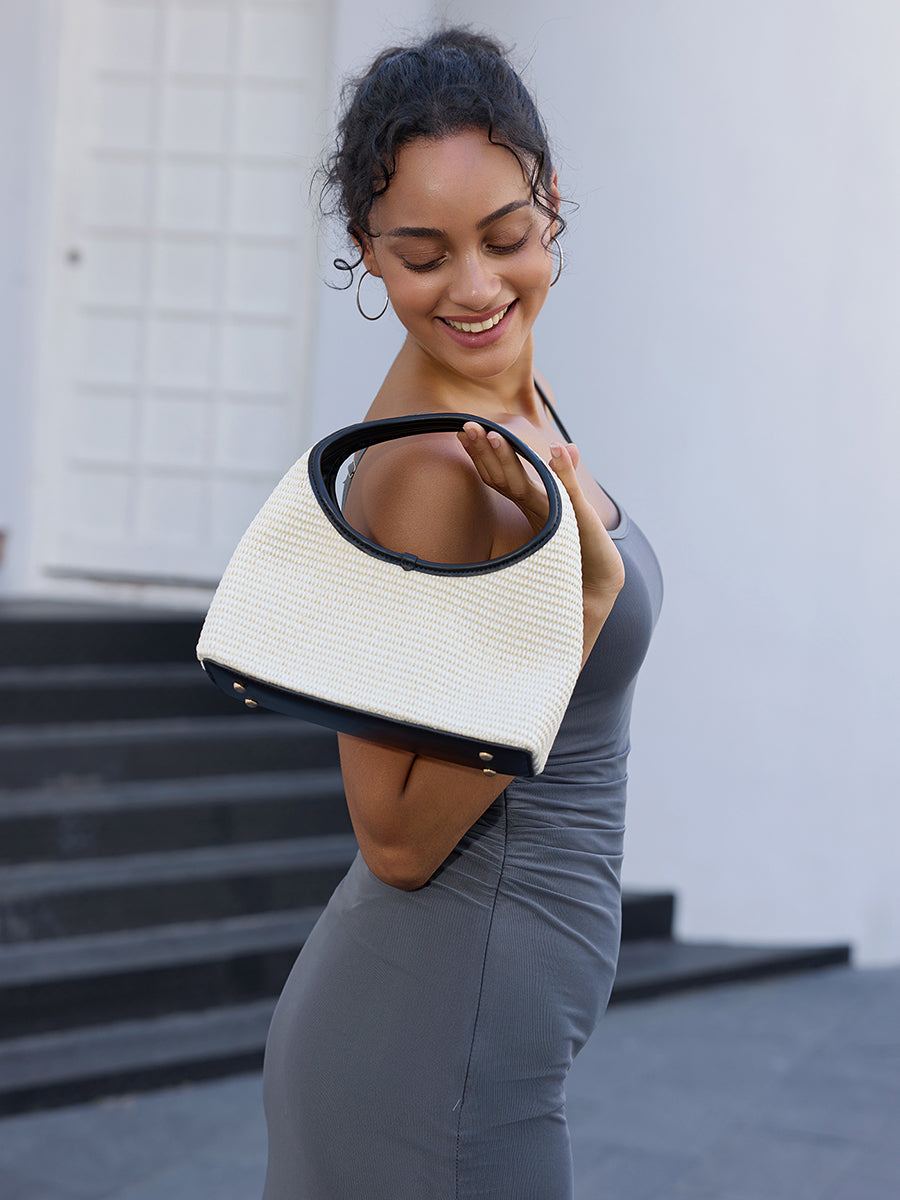 Catalina Vegan Straw Satchel - Jen & Co. vegan handbag