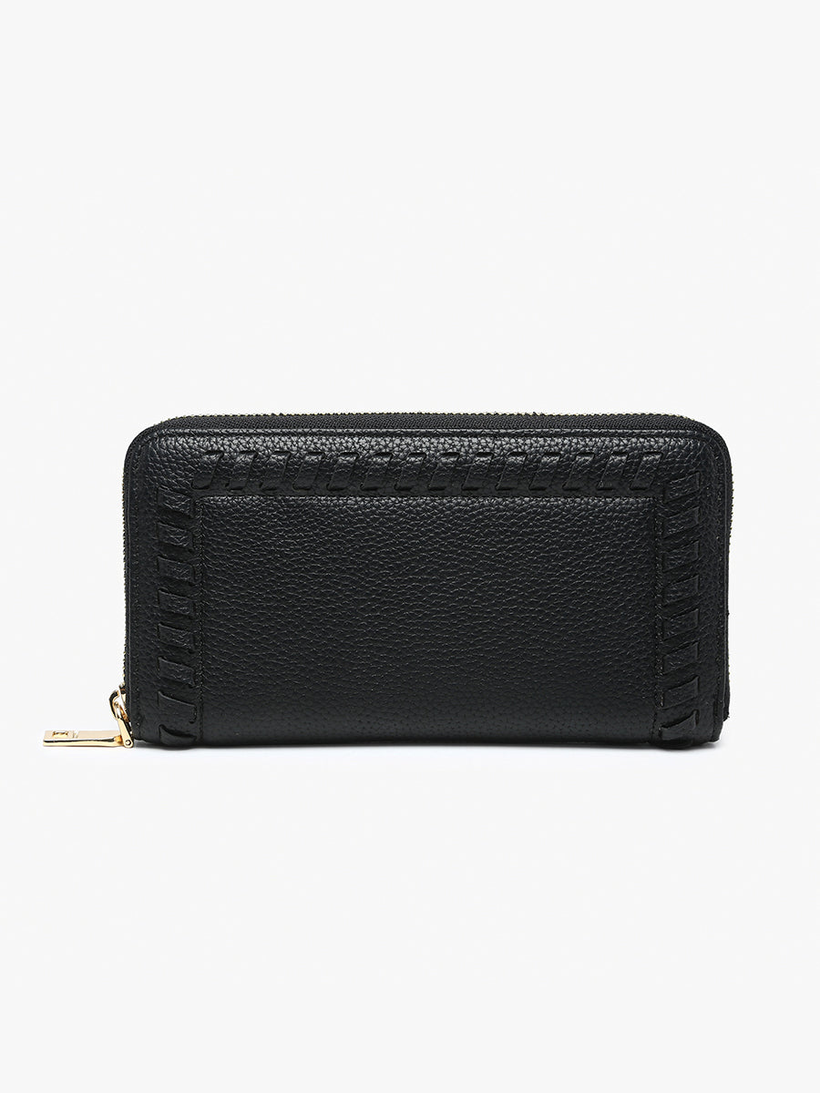 Nora Vegan Whipstitch Wallet Black - Jen & Co. vegan handbag