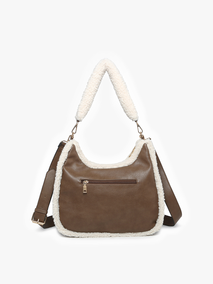Reece Vegan Sherpa Trim Satchel - Jen & Co. vegan handbag