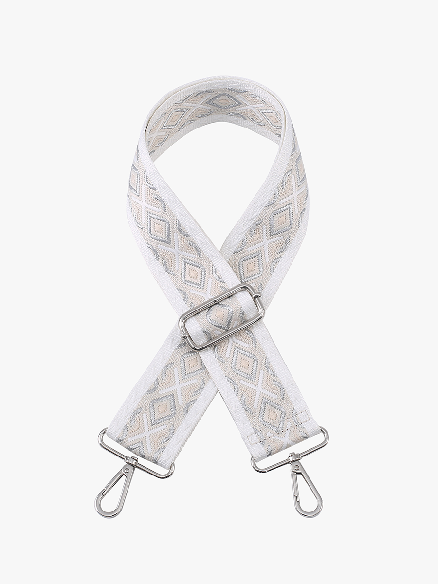 Diamond Guitar Strap Grey White - Jen & Co. vegan handbag