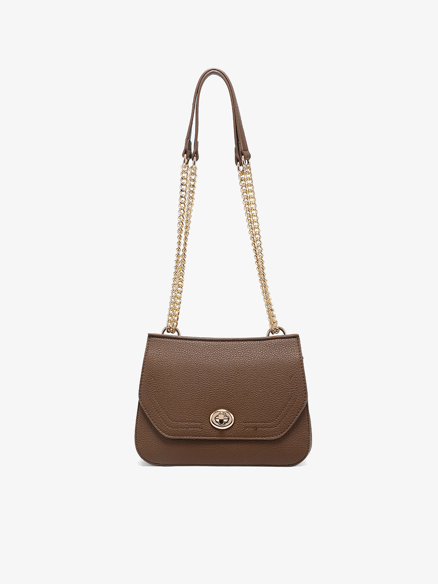Lottie Vegan Chain Crossbody Brown - Jen & Co. vegan handbag